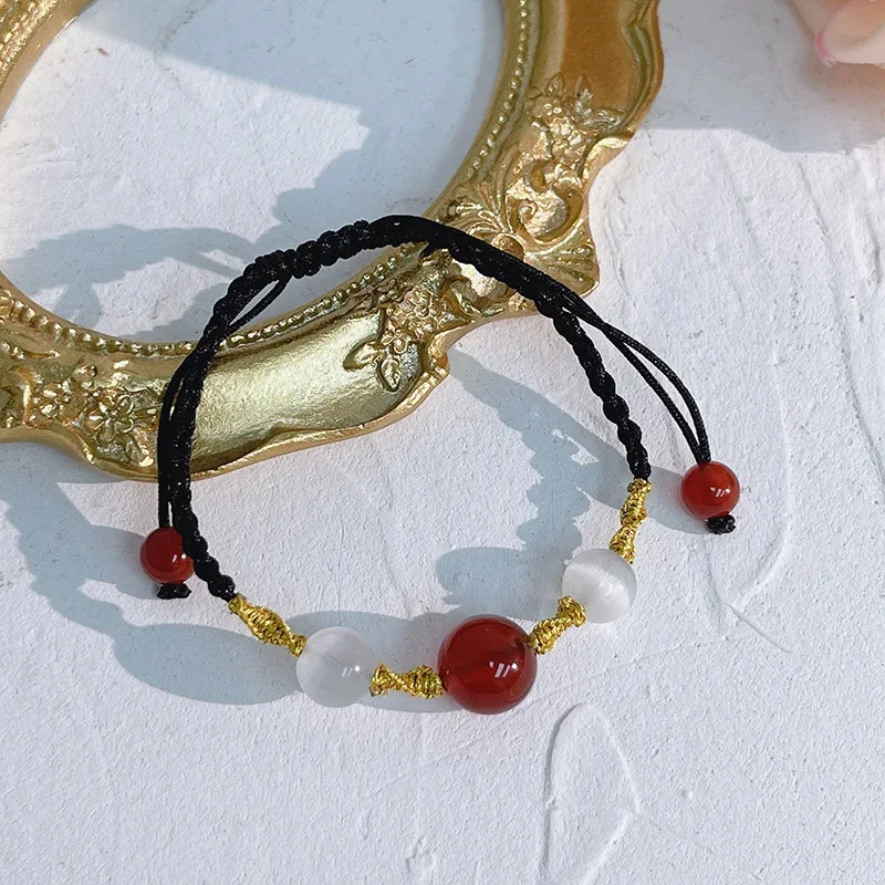 Плетеные Браслеты Lucky из бисера и натурального агата для женщин мужчин модные