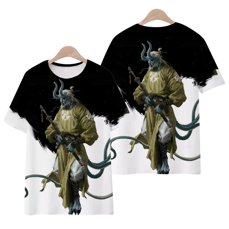 ROLECOS черный Миф: Wukong футболка с принтом Топ Косплей Костюм Аниме игра Хэллоуин