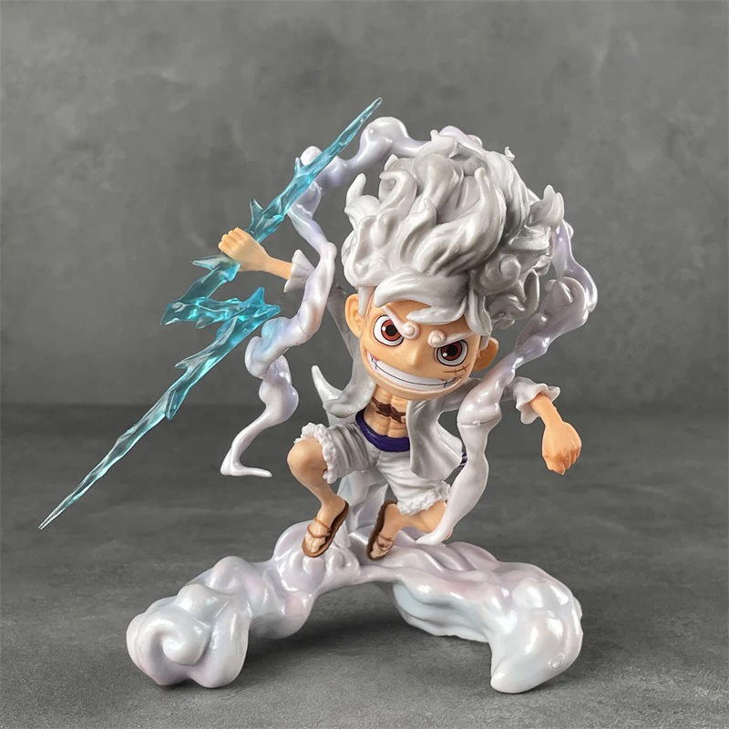 

16cm Anime One Piece Action Figure Monkey D Luffy Gear 5 Sun God Nika Lightning Q Version Kawaii Doll PVC Collectible Model Toy