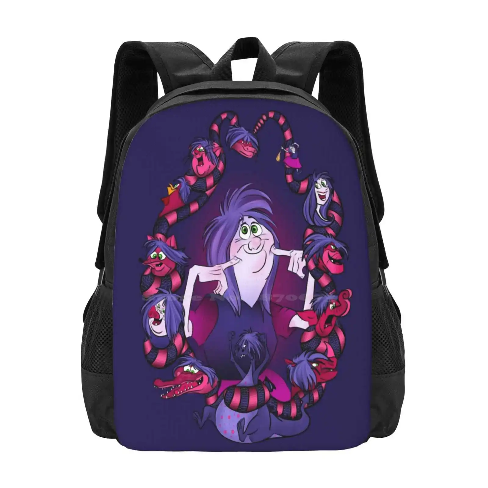 

Madame Mim Pattern Design Bagpack School Bags Madame Min Drawings Animation Pink Animals Purple Dragon Woman Villain Magic