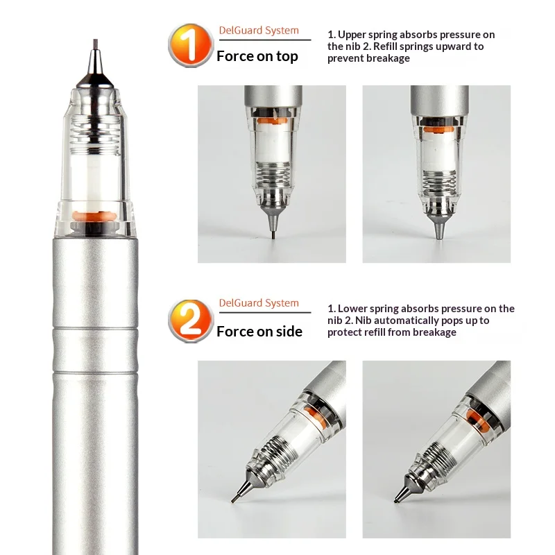 Механический карандаш ZEBRA DelGuard MA86 с металлической ручкой, конструкция 0,5 мм с низким центром тяжести 360° °   Устойчивый к разрыву свинец для школы искусства (art.: 3920d42e549f4) - 3920d42e549f4