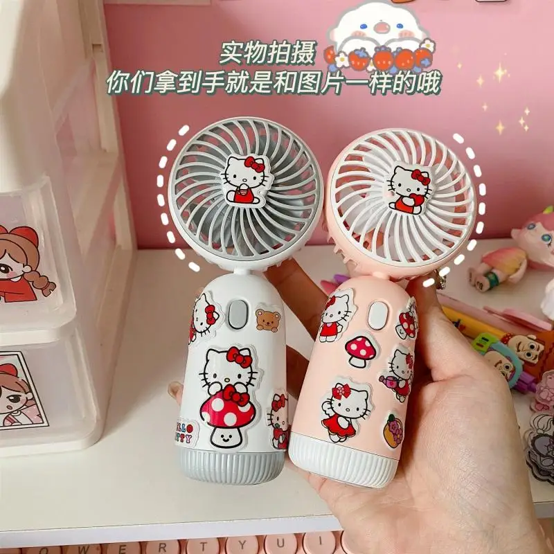

Kawaii Hello KT 5 дюймов милый ручной маленький вентилятор студенческий классный Настольный бесшумный портативный мини Usb зарядный вентилятор под...