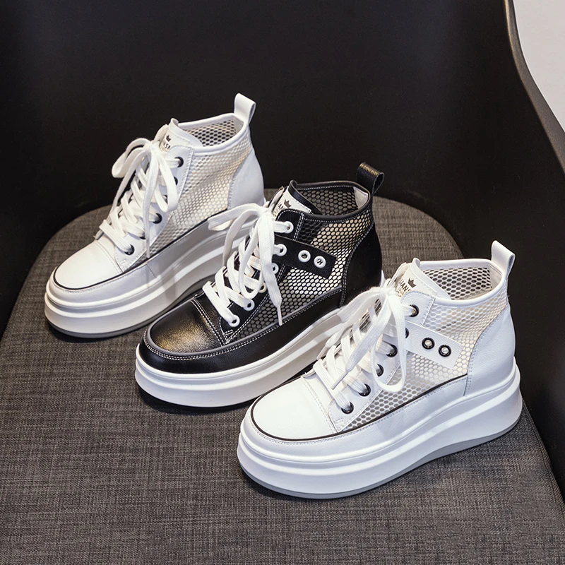 High Heeled Designer Shoes Ladies Genuine Leather Casual Sneakers Women 2023 White Elegant Running Athletic Shoe Summer Footwear