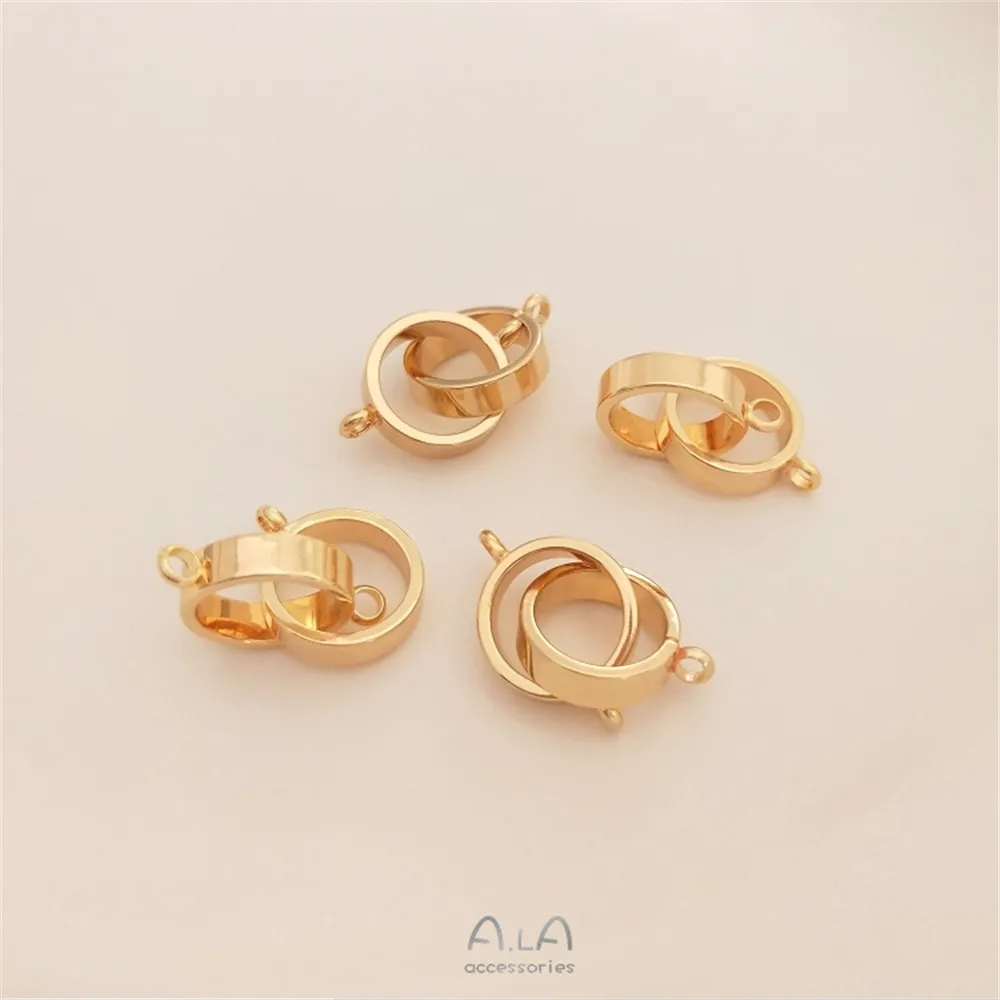 

14K Gold Filled Plated Double ring universal buckle, hanging ring, pearl necklace link, DIY chain jewelry end accessories