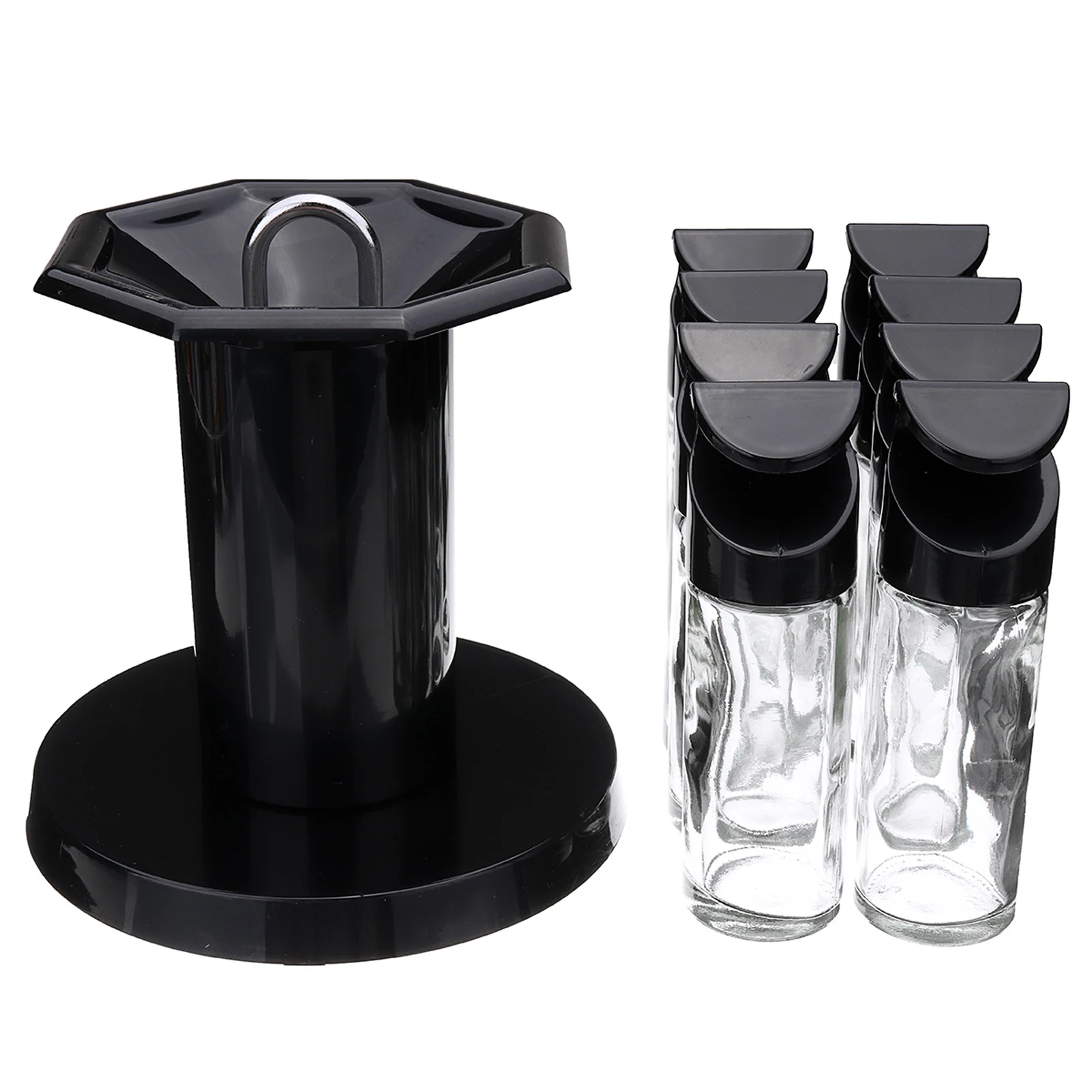 

8-баночный вращающийся органайзер для специй, диспенсер для масла и уксуса, вращающаяся стойка для специй, кухонный Органайзер с 8 стеклянны...