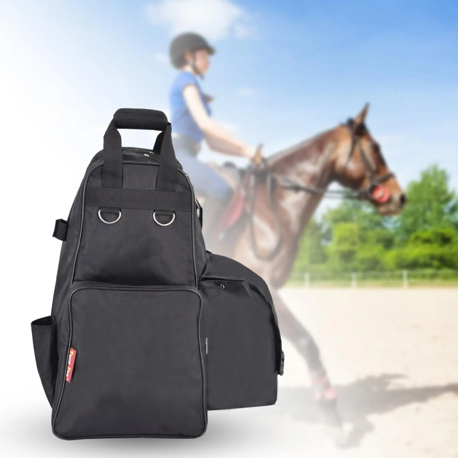 Portable Equestrian Bag Equipment Backpack Horse Riding Helmet Gloves Pants Leg Guards Whip Storage Bag Large Capacity