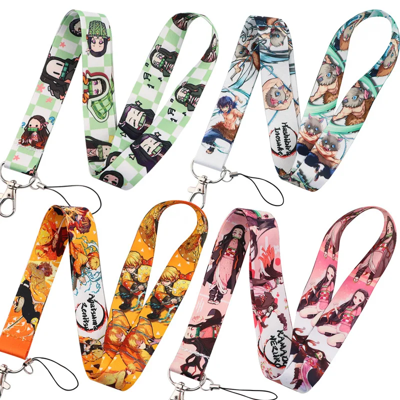 

Anime Demon Slayer Lanyard Keychain Kimetsu No Yaiba Lanyard Keychain Fashion Work Id Phone Holder Lanyard Keyring for Women Men