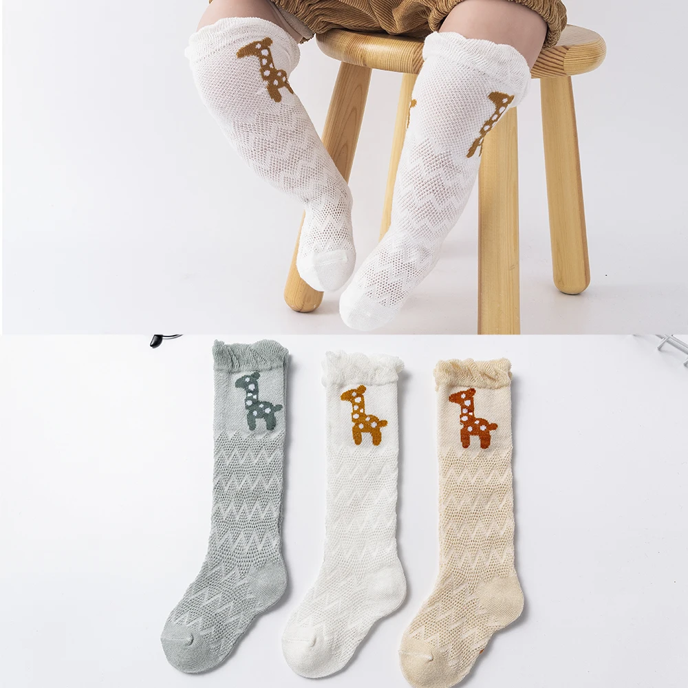 

3Pairs/lot 0-2Y Baby Socks Summer Cotton Animal Deer Kids Stockings Girls Mesh Cute Socks