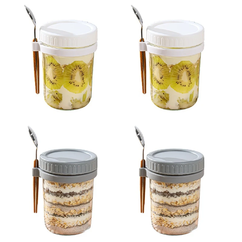

Food Storage Containers With Lids And Spoons-For Milk, Cereal, Fruit-Oatmeal Jars