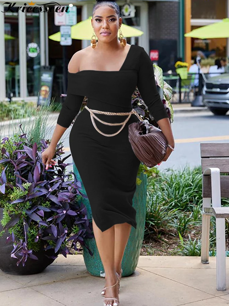 

Платье Kricesseen женское средней длины, пикантное однотонное облегающее Клубное с длинным рукавом, на одно плечо, с золотым бантом, с Боковым Ра...