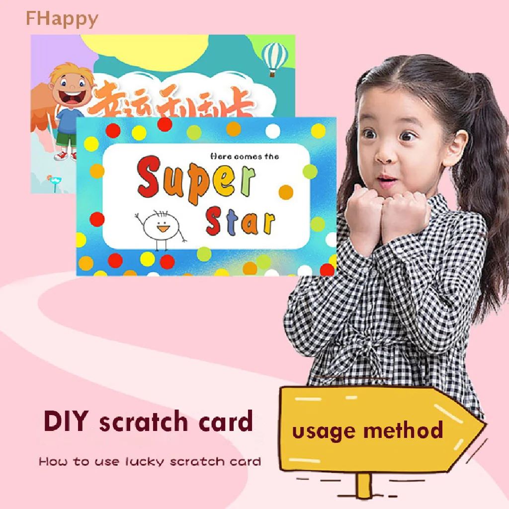 

20pcs/set Cratoon Handwritten Interactive Scratch Card Kindergarten Reward Lucky Draw Card For Kids Encourage Praise Stickers