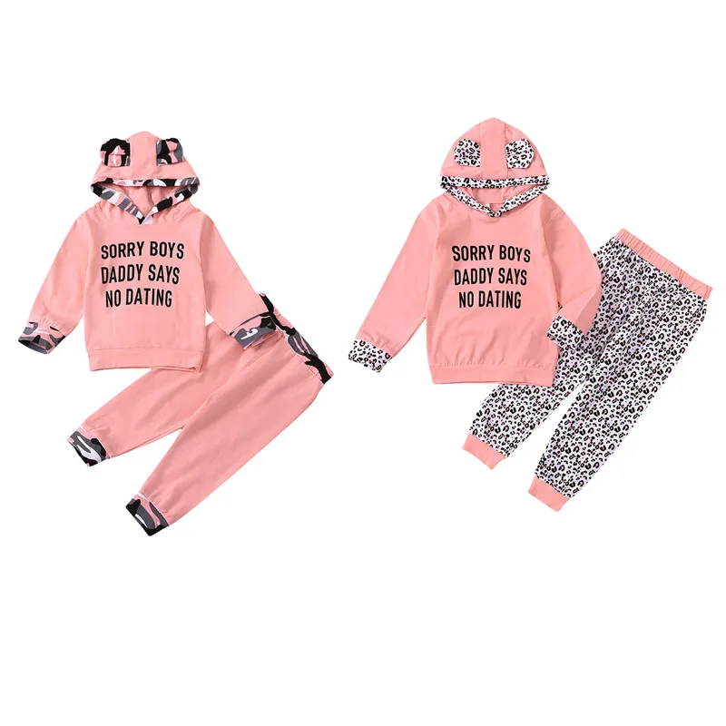

Emmababy 0-5T Newborn Baby Girl Clothes Set For Animal Ear Pink Hoodies Sweatshirt Tops Girls Pant Sports Outfit Newborn Suit