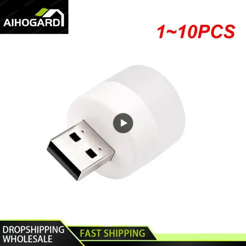

1~10PCS Night Light Mini LED Night Light USB Plug Lamp Power Bank Charging USB Book Lights Small Round Reading Eye Protection