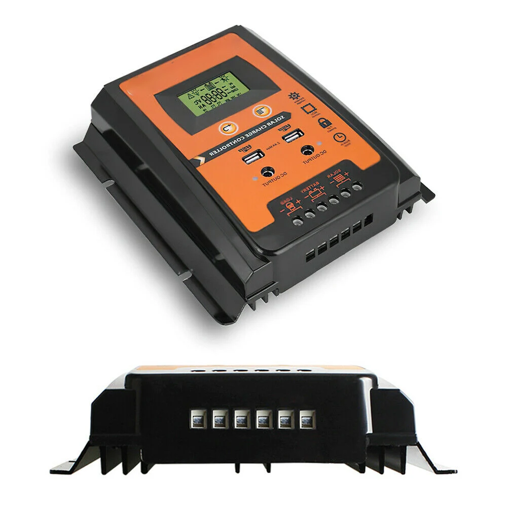 

Регулятор батареи солнечной панели с двойным USB-портом 12В/24В PWM, автоматический пареметр, Регулируемый ЖК-дисплей, контроллер заряда солнечной батареи