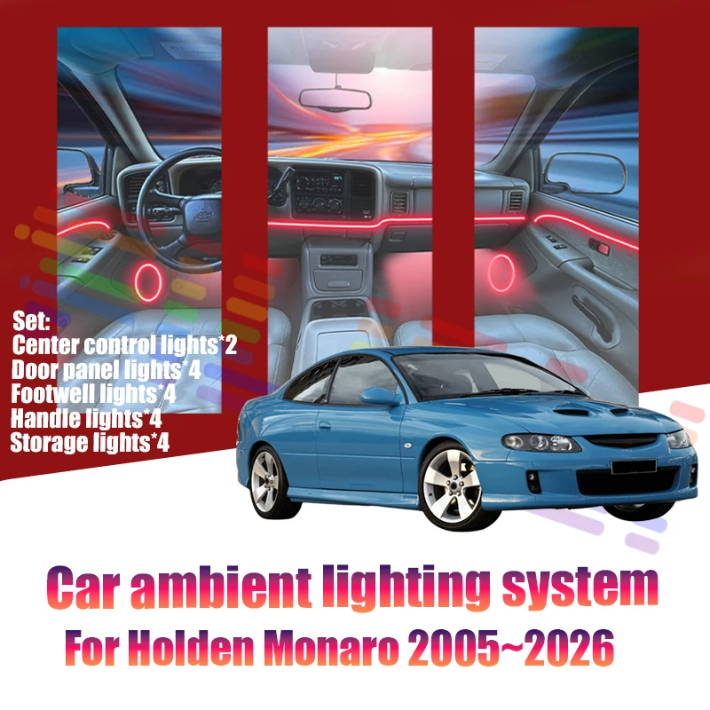 Фото Для Holden Monaro 2005~2026 VZ MK5: Светодиодные атмосферные лампы, цветная подсветка салона, неоновая лента, 64 RGB-цвета №1