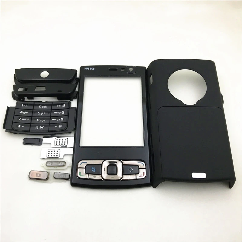 New Housing Front Faceplate Frame Cover Case For Nokia N95 8G Back cover/battery door cover+ English Keypad Repair parts