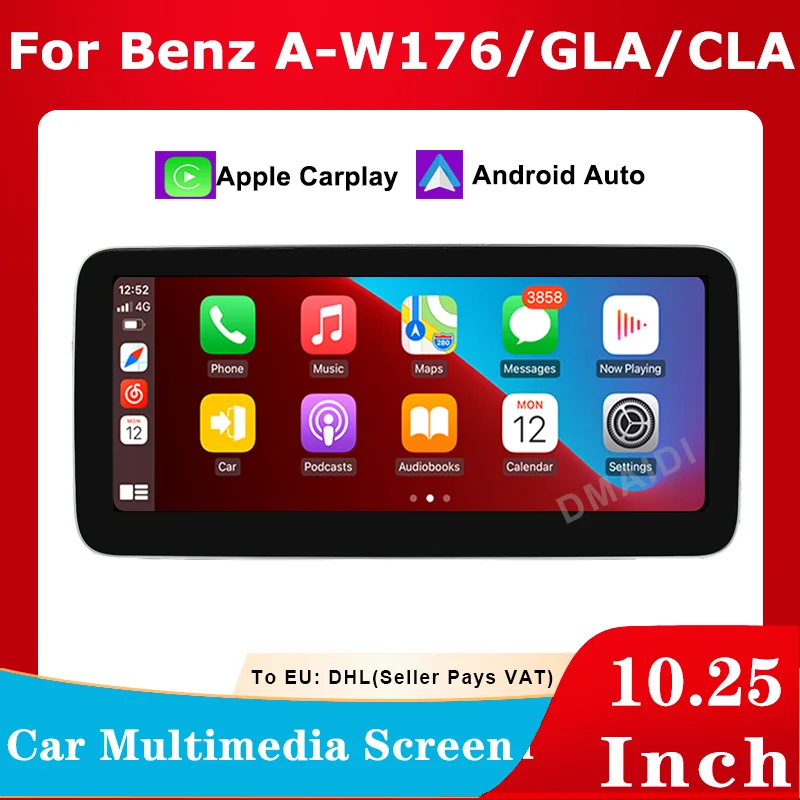 

Автомобильный мультимедийный 10,25 дюймовый беспроводной Apple CarPlay Android авто для Mercedes Benz A W176 CLA C117 X117 GLA X156 головное устройство