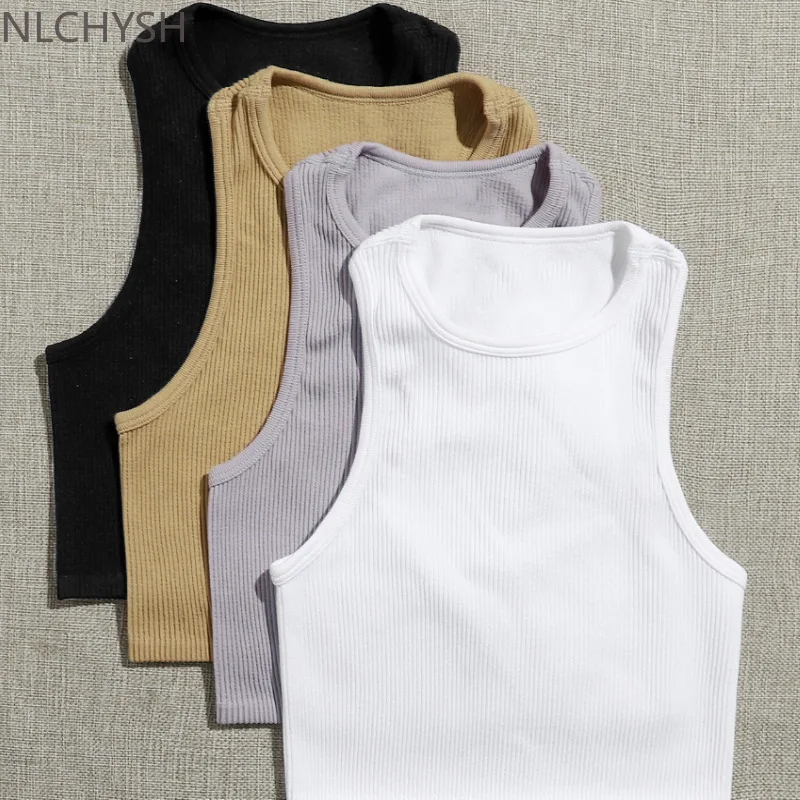 

Women Yoga Vest Gym Sports Crop Tops Seamless Streetwear Rib-Knit Fitness Running Vest Workout Bra Tank Top Female Without Pad