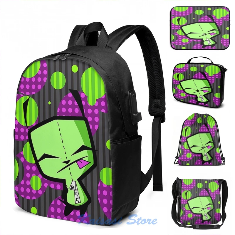 Забавный графический принт счастливой девушки от Invader Zim fanart рюкзак с USB-зарядкой