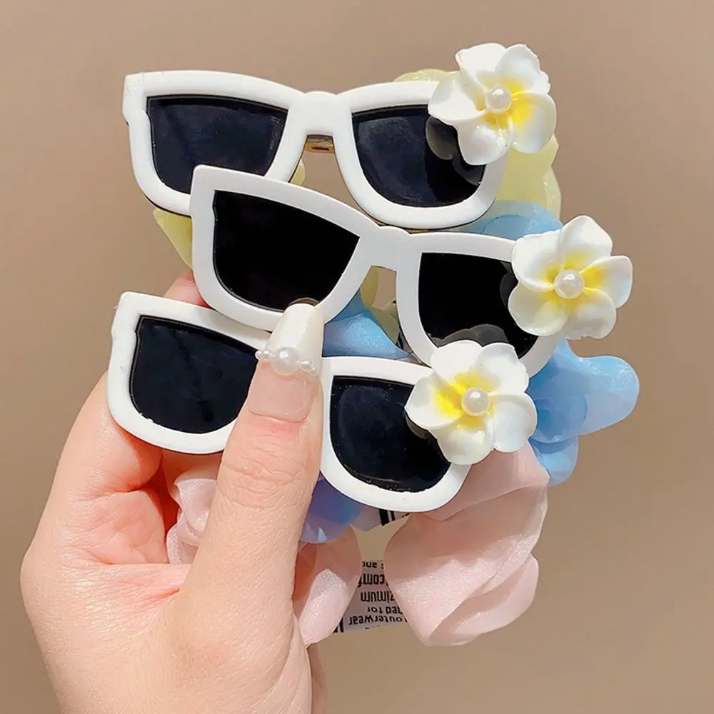 

Large Intestine Hair Ring Pearl Sunglasses Hair Tie Women Hair Accessories Korean Style Headwear Flower Hair Rope