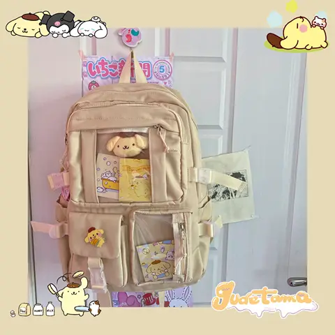 Kawaii Sanrio My Melody Kuromi Cinnamoroll помпон пурин новый рюкзак мультфильм большой емкости школьный рюкзак уличные рюкзаки