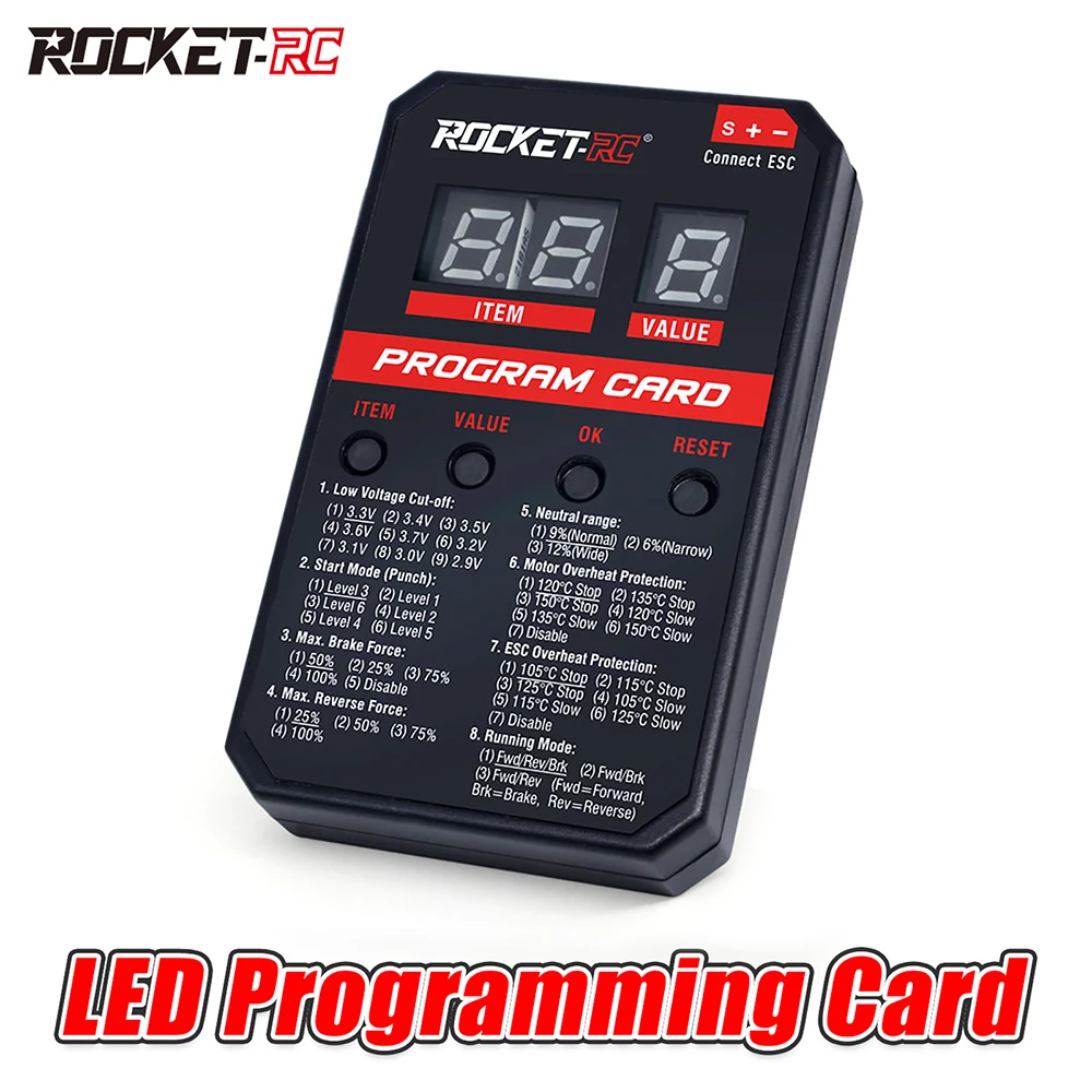 

Supersonic LED Program Card For 45A/60A/80A/120A/150A ESC Brushless Electronic Speed Controller For RC Car