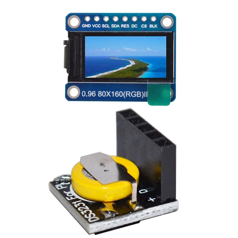 

Модуль часов DS3231 RTC в режиме реального времени, 3,3 В/5 В, для Arduino Raspberry Pi и Ips, 0,96 дюйма, 8 контактов, Spi Hd 65K, полноцветный Tft-модуль St7735