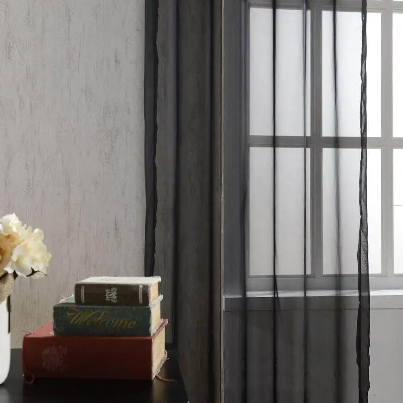 

Черные шифоновые шторы Cortinas Rideaux X-WP184