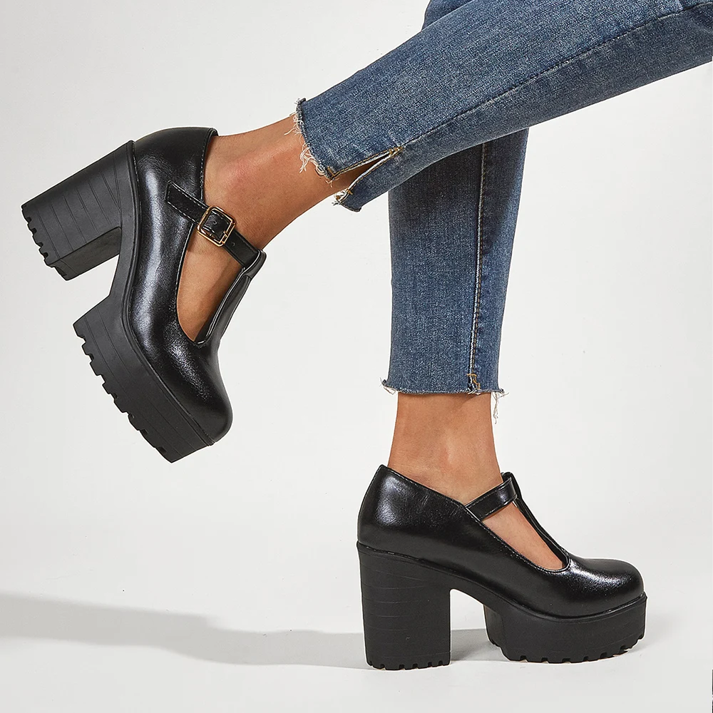 Dropship  2023 Spring Summer Platform Woman Mary Janes Shoes Pumps Elegant Office Lady Woman Shoes Pumps Big Size 44 45 46