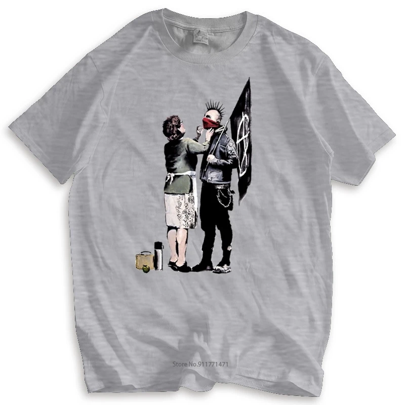 Футболка мужские хлопковые топы Maglietta Banksy граффити Anarchia Punk Kraz Shop новая модная