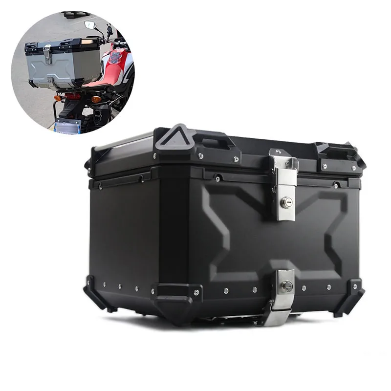 Enlarge 55L Universal Motorcycle Aluminum Alloy Rear Trunk Luggage Case Quick Release Electric Motorbike Waterproof Tail Box Storage Box