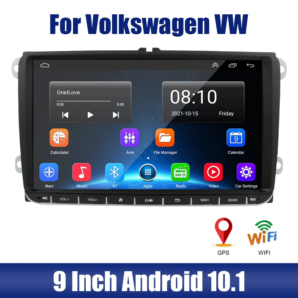 

9 Inch Android 10.1 Car Radio For VW Passat Golf Seat Skoda 2 Din FM Receiver MP5 Player Audio Video GPS Bluetooth WiFi