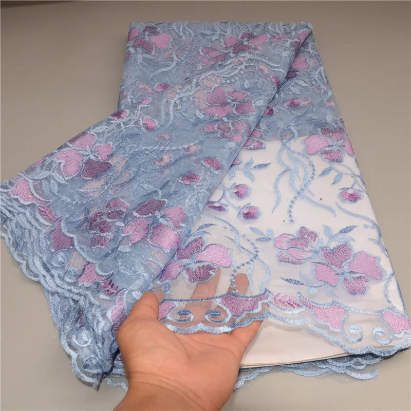 

lace fabric 2022 high quality lace 5 yards nigerian african lace fabric african tulle lace with stones wholesale 1F299