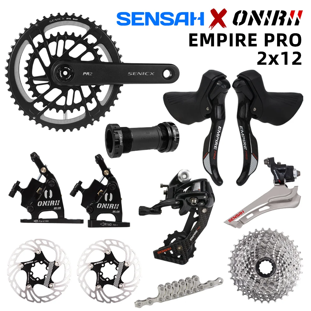 

SENSAH 2x12 Speed EMPIRE PRO Road Bike Groupset with Hydraulic Disc Brakes Crankset 12v Shifter Cassette Chain for 105 R7000 NEW