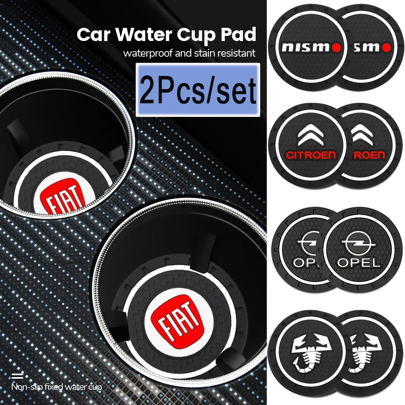 

2PCS Car Silicone Non-slip Mat Water Coaster Cup Bottle Holder Pad Rdesign For Fiat Opel V40 S60 V50S90 S40 Kia Suzuki Toyota