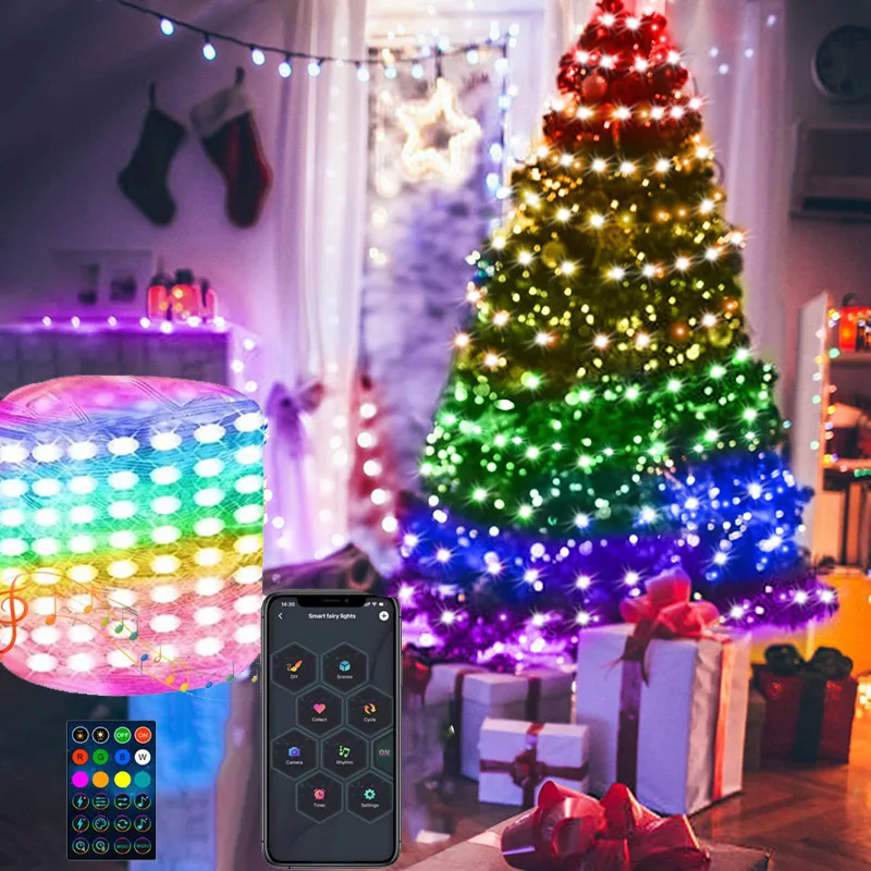 RGB светодиодная гирлянда с волшебными точками дистанционного управления, Bluetooth, USB, умная гирлянда, гирлянда для спальни вечерние НКИ, рождественское освещение
