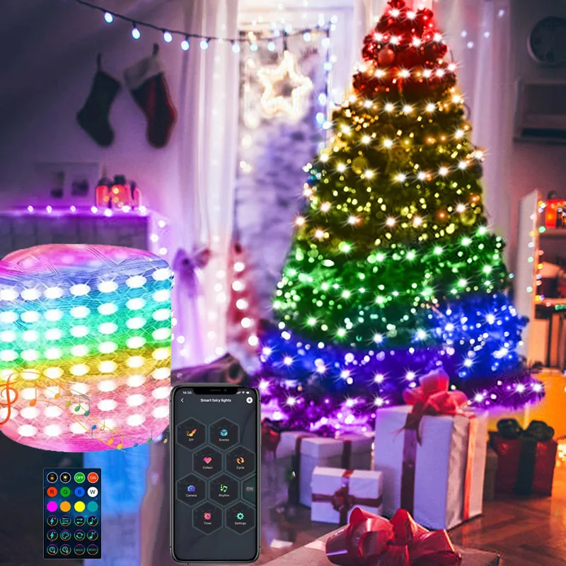 

RGB LED Fairy Magic Point Control String Light Remote Bluetooth USB Smart Garland Lamp Festoon Bedroom Party Christmas Light