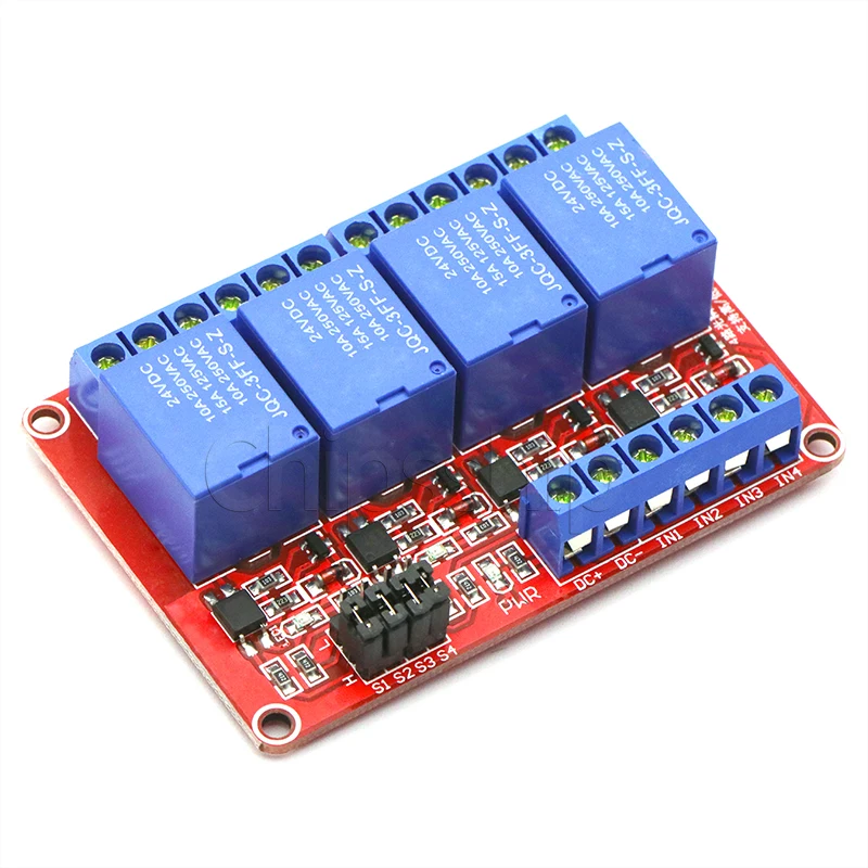 

4-way relay module with optocoupler isolation supports high and low level trigger 24V