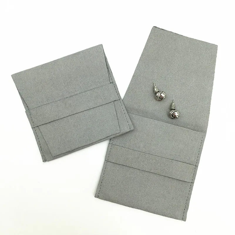 

Folded Microfiber Velvet Bag Small Chic Jewelry Pouches for Wedding Ring Earrings Necklace Christmas New Year Presents Packaging