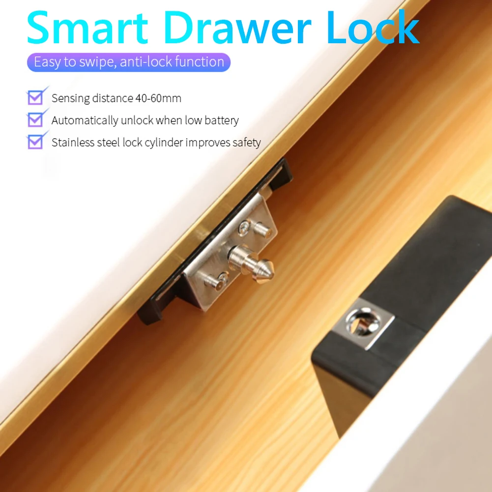 

T8 Keyless Invisible Smart Drawer Lock Intelligent Ic Card Ttlock App Cabinet Locker Unlock Electronic Furniture Wood Door Locks