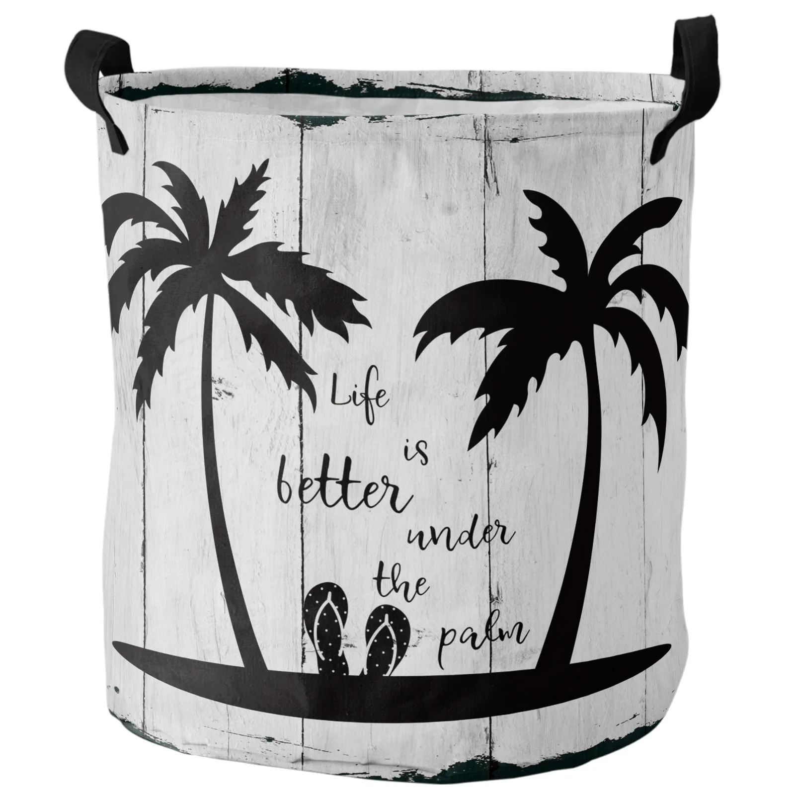 

Palm Tree Silhouette Laundry Basket for Dirty Clothing Foldable Toy Organizer Large Capacity Waterproof Storage Basket