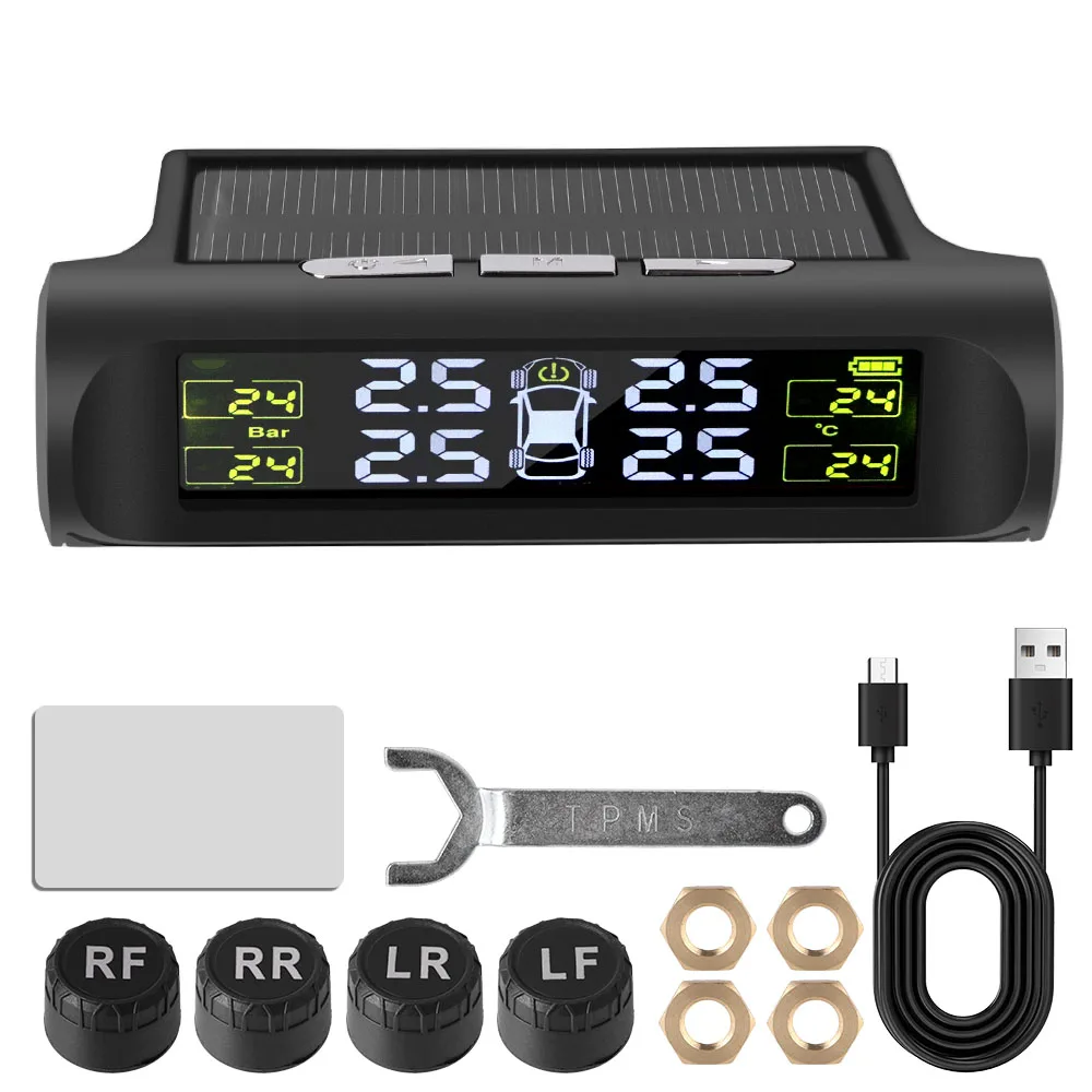 

Автоматическая Система Контроля Давления В Шинах На Солнечной Энергии (TPMS) С Универсальным Датчиком Температуры Шин И Цифро...