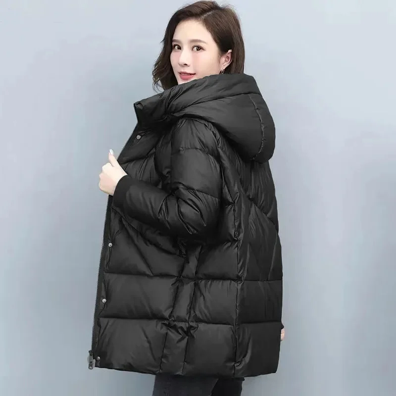 2022 Hooded Cotton Coat Women's Mid-Length Winter Jackets Elegant Mother's Parkas Padded Jacket Thick Down Padded Jacket Vintage