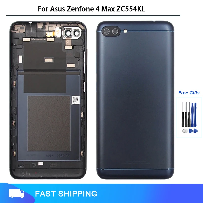 

New Battery Cover Housing Case For Asus Zenfone 4 Max ZC554KL Back Cover Rear Door Lid Repair Spare Parts With Glass Camera Lens