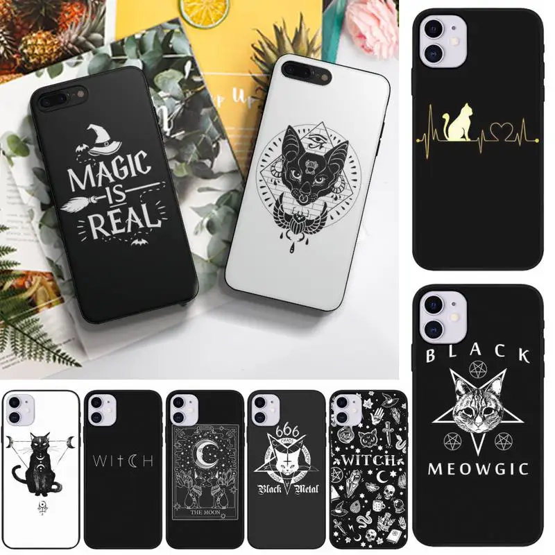 

Witch And Cat Phone Case Fundas Shell Cover For Iphone 6 6s 7 8 Plus Xr X Xs 11 12 13 Mini Pro Max