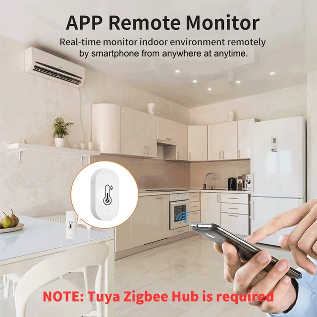 Tuya Zigbee Smart Temperature Humidity Sensor Indoor Hygrometer Controller Monitoring Work with Smart Speaker Alexa Google Home 3