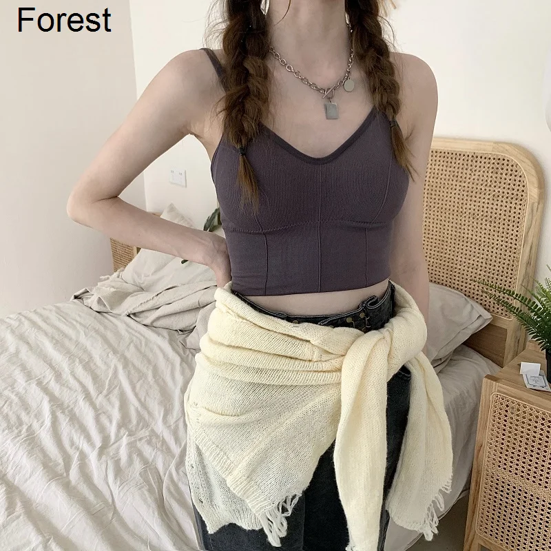 

Women's sling Korean Suspender Thin Wear Outside Wear Inside Forest