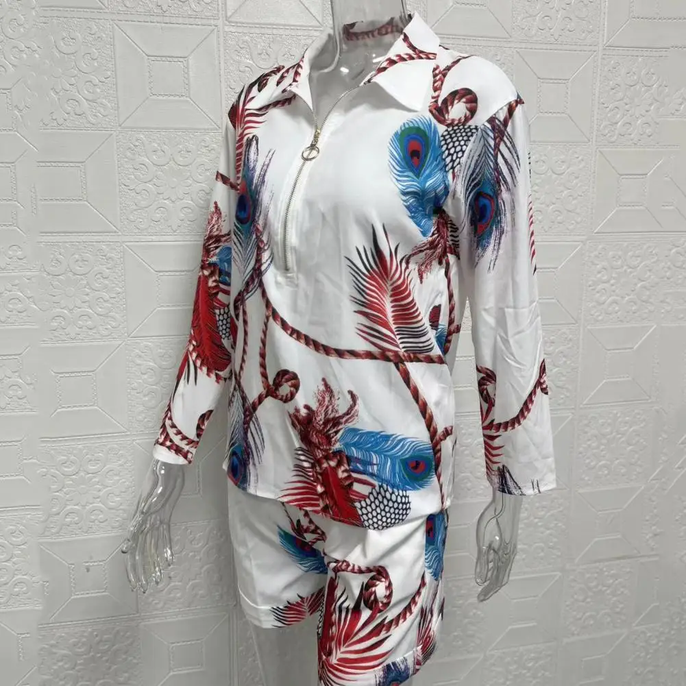 2 шт./компл. рубашка шорты костюм на молнии с лацканами и длинным рукавом