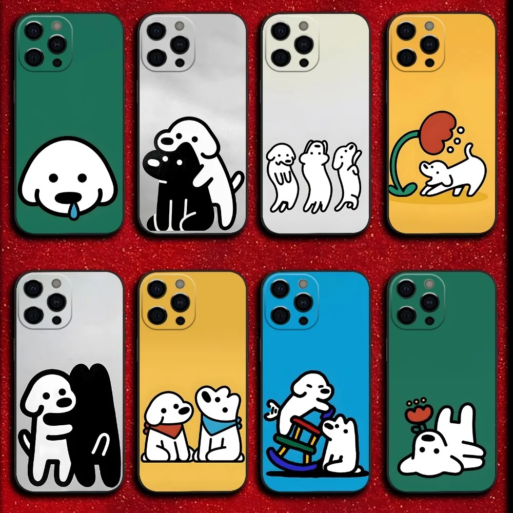 Чехол для телефона Dog Cute M-Matsui Art iPhone 16 15 14 13 12 11 Pro X XS Max XR Plus Mini мягкий черный чехол
