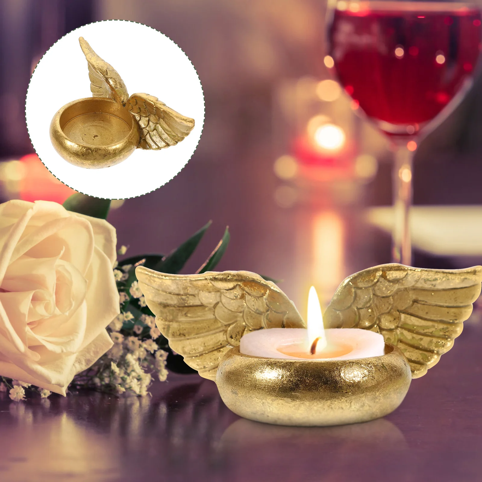 

Holder Angel Candlestick Tealight Holders Wing Vintage Stand Ornament Table Tabletop Votive Centerpiece Resin Wings Decorative